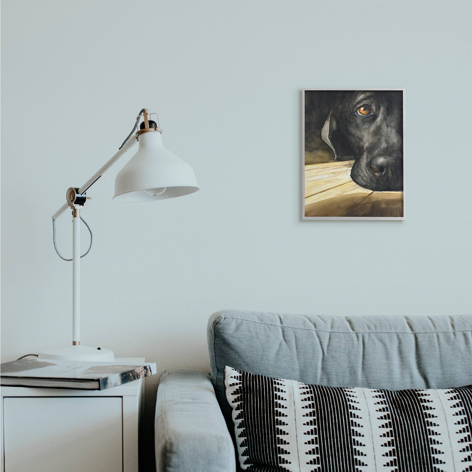 Stupell Industries Labrador Resting Pet Dog Portrait Brown Black Framed Wall Art